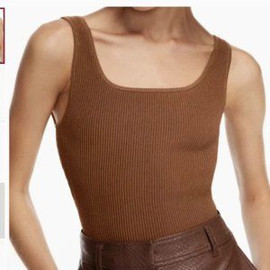 Aritzia Babaton Sculpt Knit Squareneck Tank Epicurean Brown